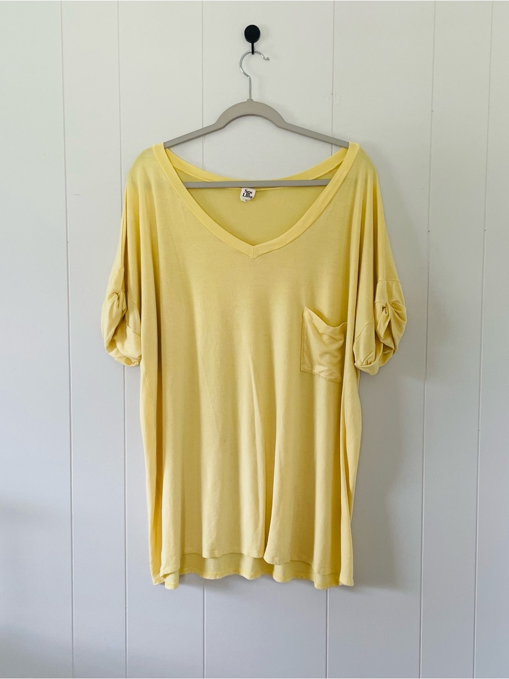 Sew In Love Soft Yellow V-Neck Pocket Tee